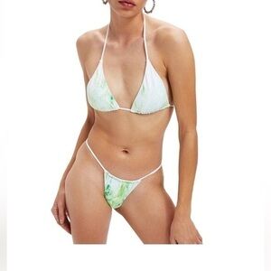 NWT GOOD AMERICAN Triangle Top and Bottom Green Marble XL (4)